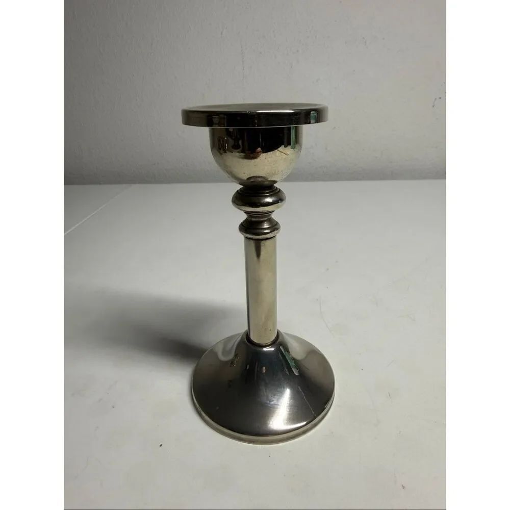 Rare Vintage Candlestick Holder Silver Color 6”